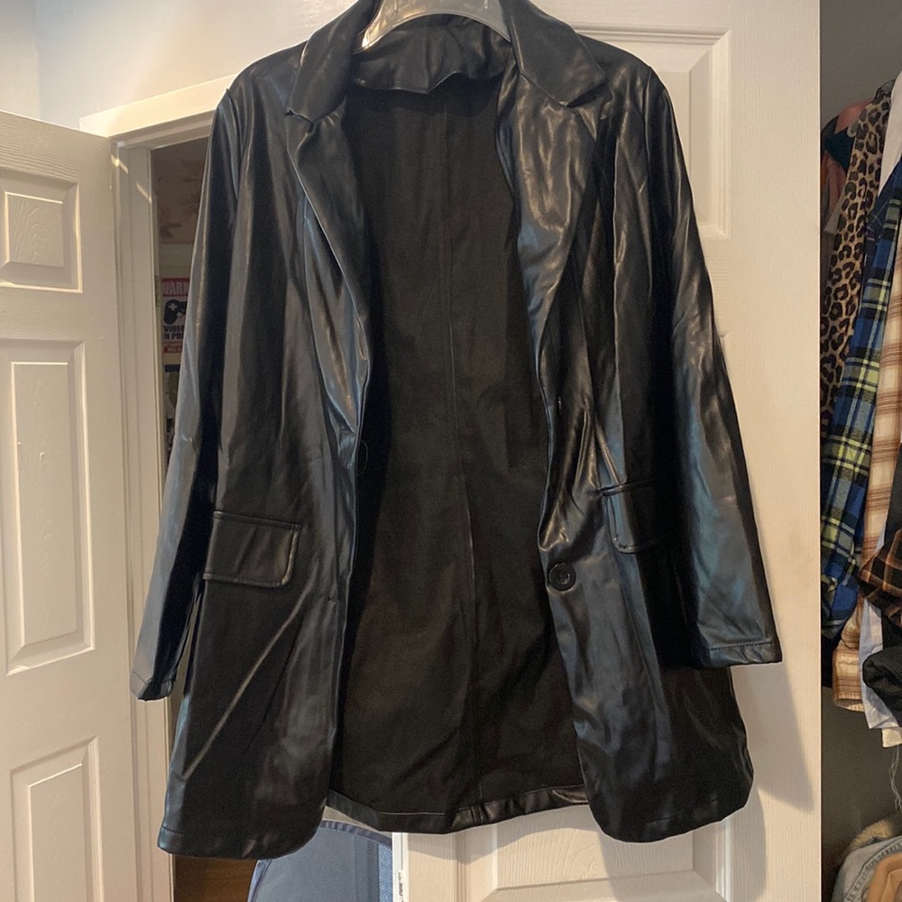 Oversized leather blazer